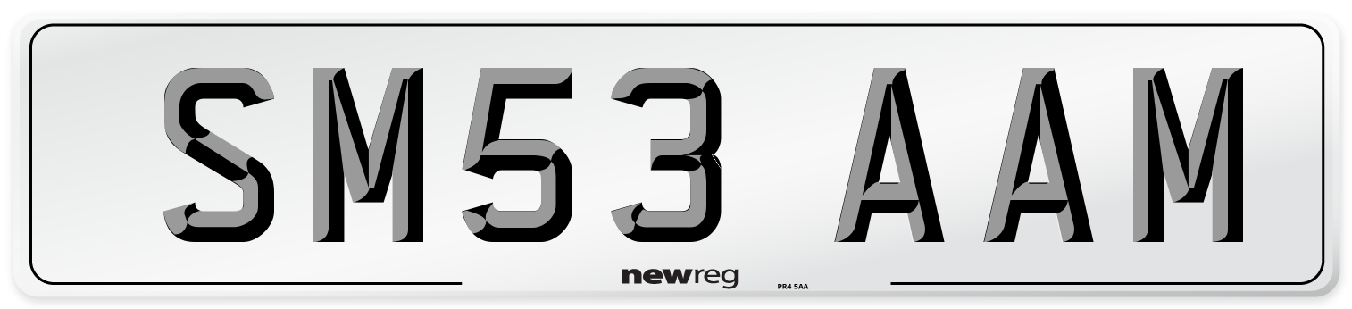 SM53 AAM Number Plate from New Reg